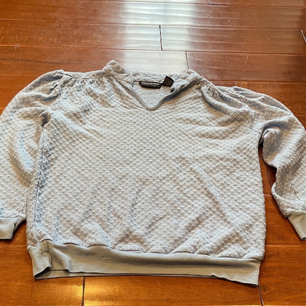 Elegant Light Blue Textured Women's Blouse